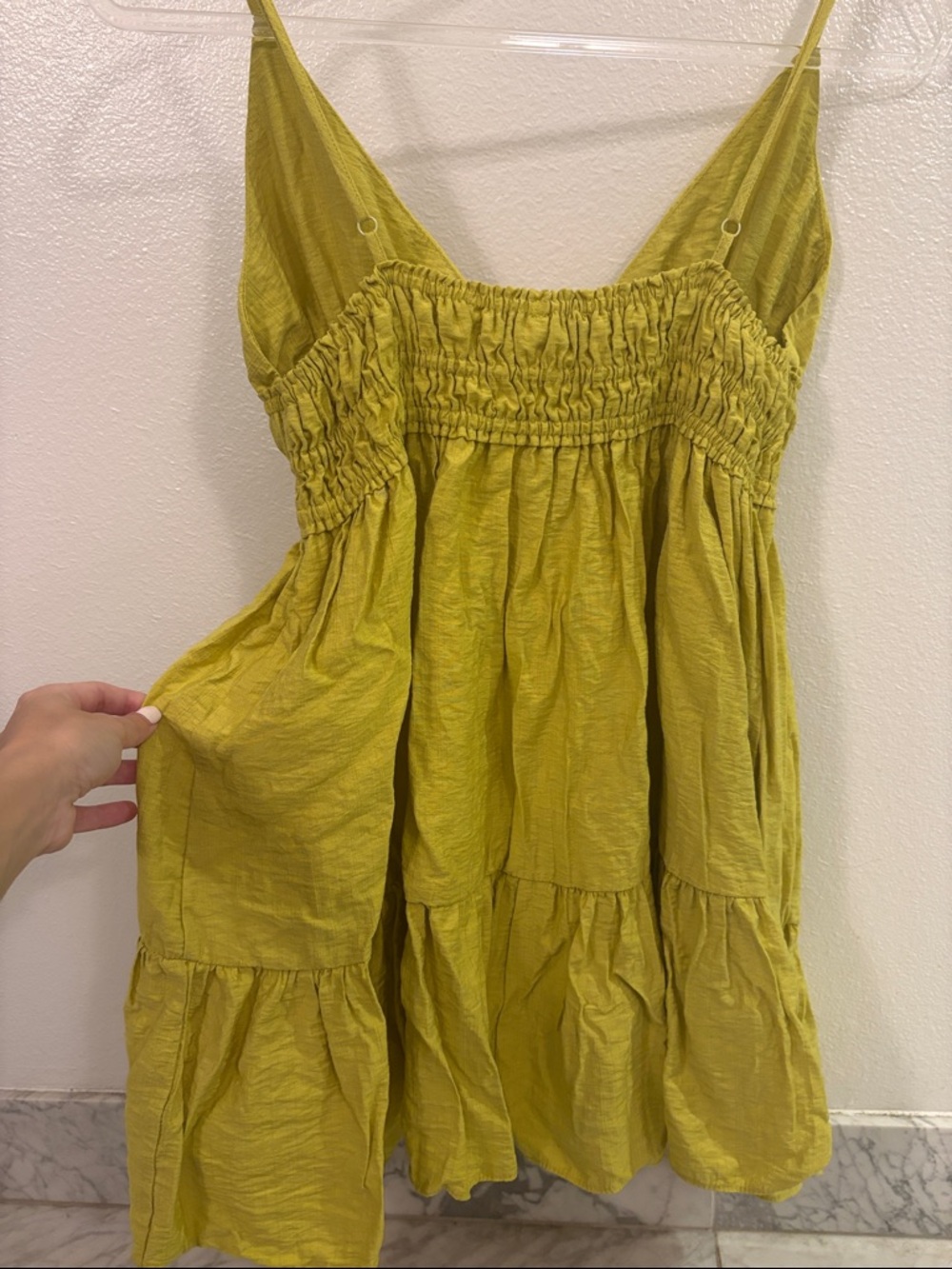 Chartreuse Spaghetti Strap Smocked Waist Sundress - Picture 7 of 7